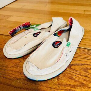 SANUK DONNA HEMP X GRATEFUL DEAD TIE DYE SIDEWALK SURFER SHOES, US 9 NWT